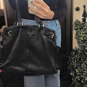 Prada Black Pebbled Leather Shoulder Bag